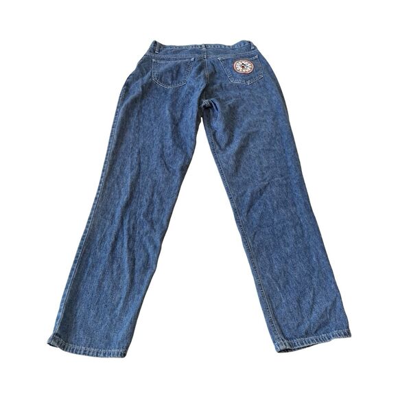 Vtg Mickey & Co Womans Embroidered Blue Denim Jeans 90s High Rise Straight - Picture 5 of 5